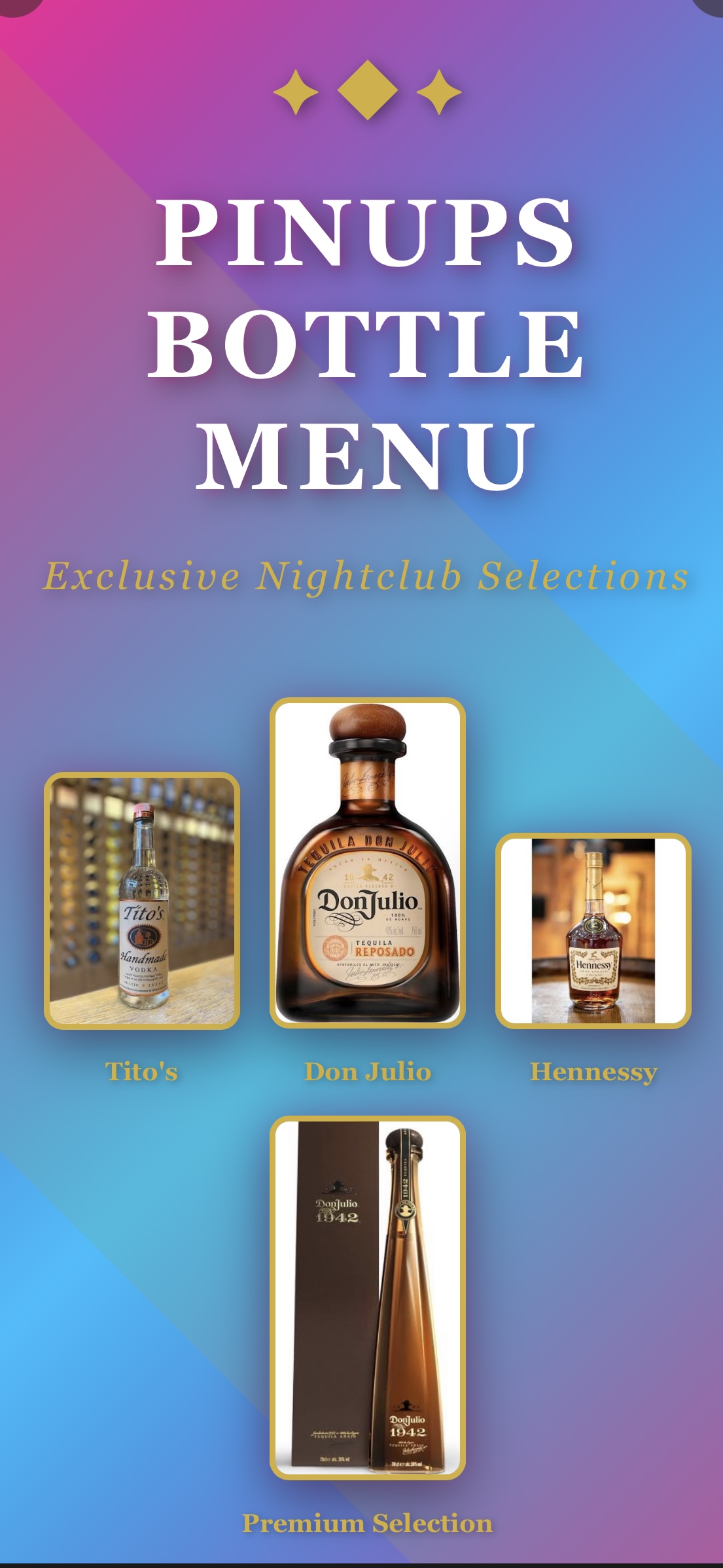 Pin Ups BottleMenu 1