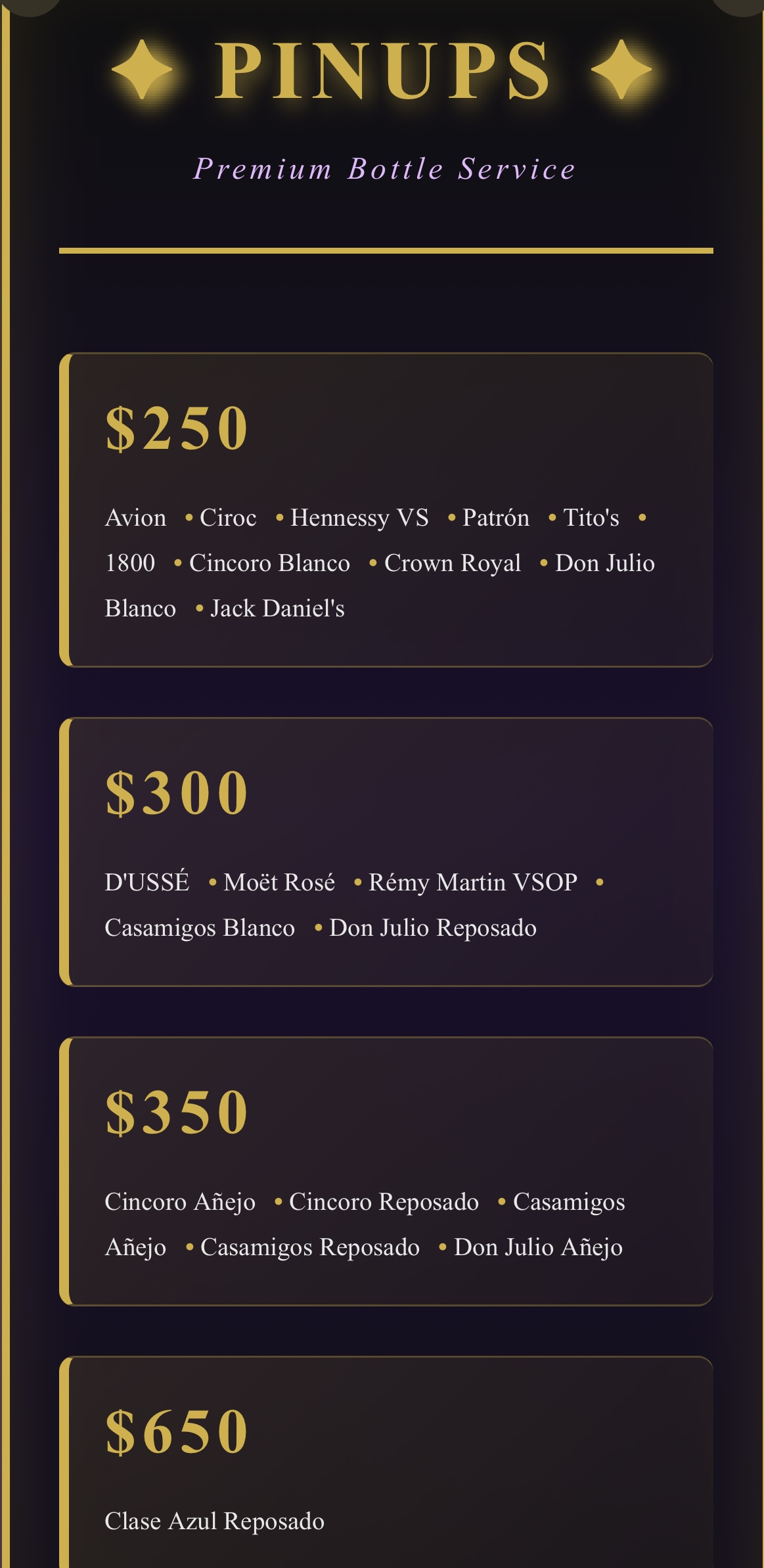 Pin Ups BottleMenu 2